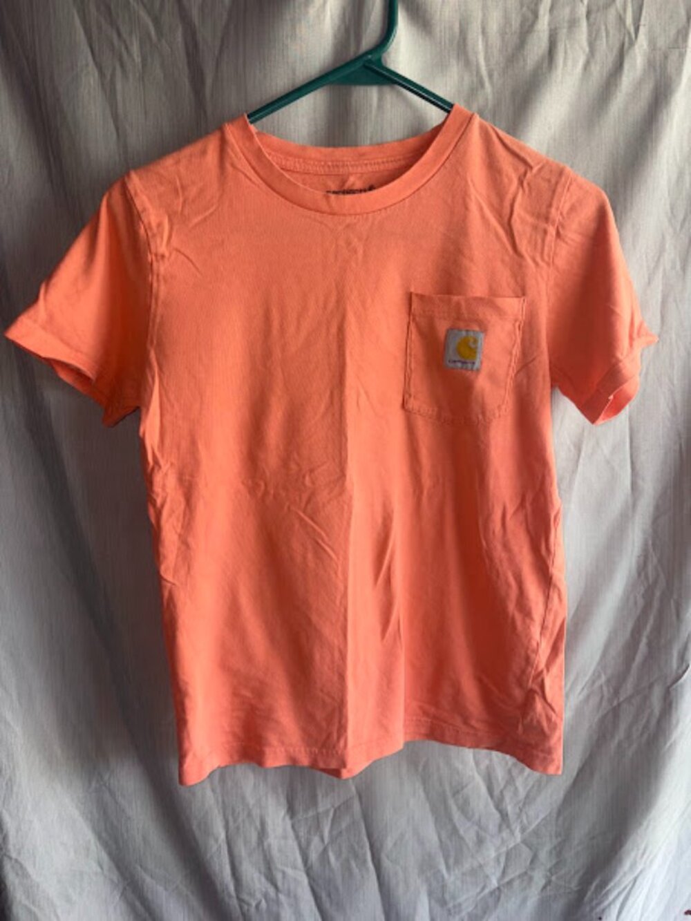 Kids Carhartt Size Medium 10-12, Color Sherbert Orange - Fishing T-Shirt